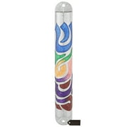 Matashi Hand Painted Multi Color Enamel 6'' Mezuzah Embellished with Hebrew Shin Home Door Wall Decor Housewarming Present Gift for Holiday Festival