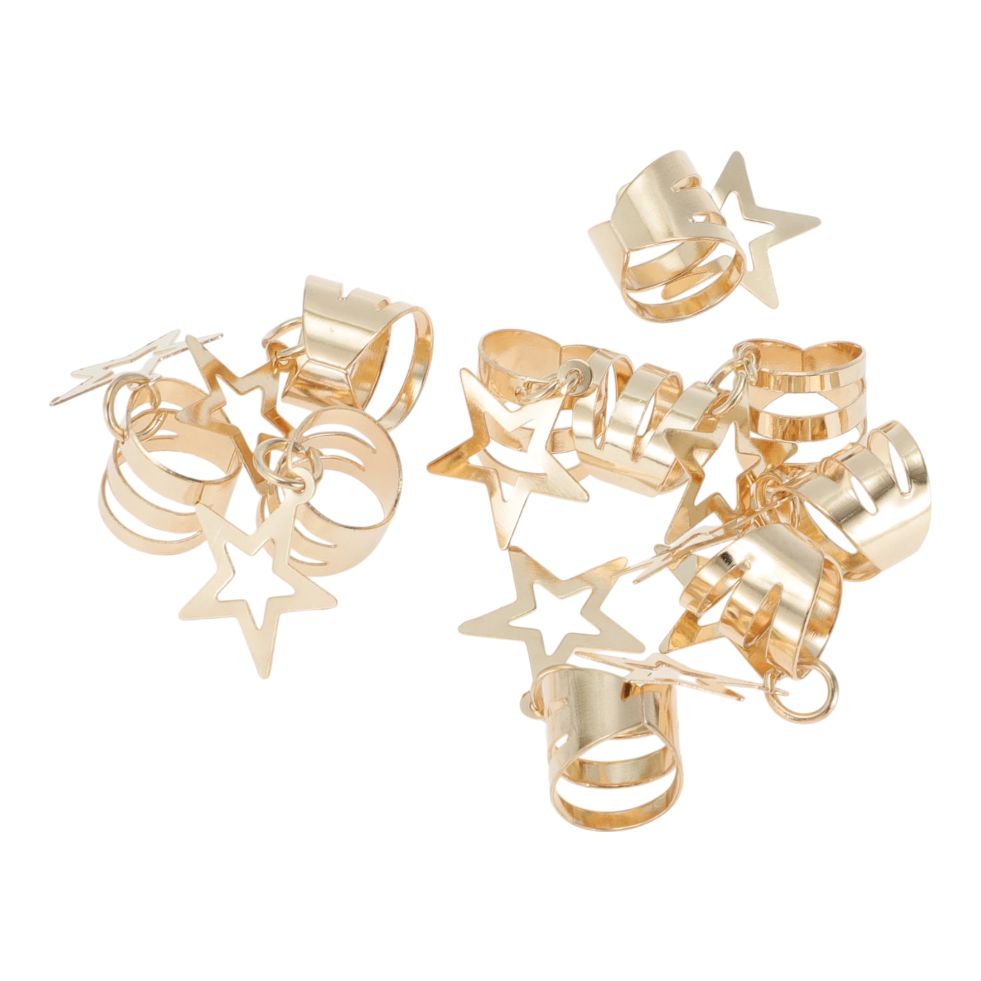 Unique Bargains Star Star Hair Cuffs Dreadlock 10 Pcs Gold Tone