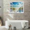 thumbnail image 6 of HFDF Beach Bathroom Wall Art Coastal Beach Ocean Pictures Wall Decor 3D Window Art Blue Sea Canvas Painting Print Tropical Nature Landscape Modern Home Decor Artworks for 24x16inch Framed, 6 of 6