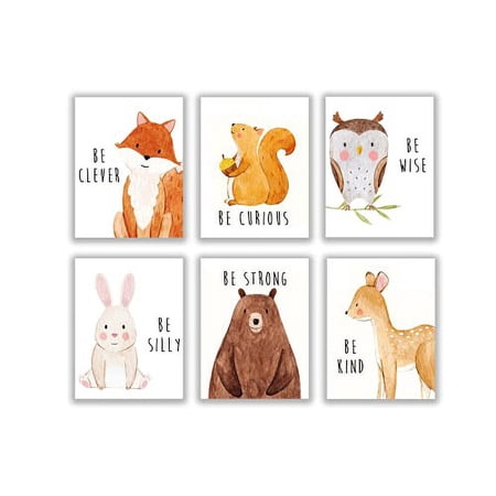 Throwback Traits Woodland Nursery Decor - Baby Room Decor Animal Pictures for Nursery, Woodland Decor, Baby Wall Decor, Nursery Wall Decor, Nursery Wall Art for Boys and Girls, Set of 6 â€“ 8x10