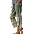 thumbnail image 2 of Xunlbb Women's Lightweight Summer Pants, Women'S Spring Print All-Match Straight Leg Casual Pants ,B-Army Green S, 2 of 5