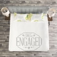 thumbnail image 3 of Ambesonne Wedding Quilted Bedspread Set 3 Pcs, Roses and Leaves, King Size, Yellow and Green, 3 of 3