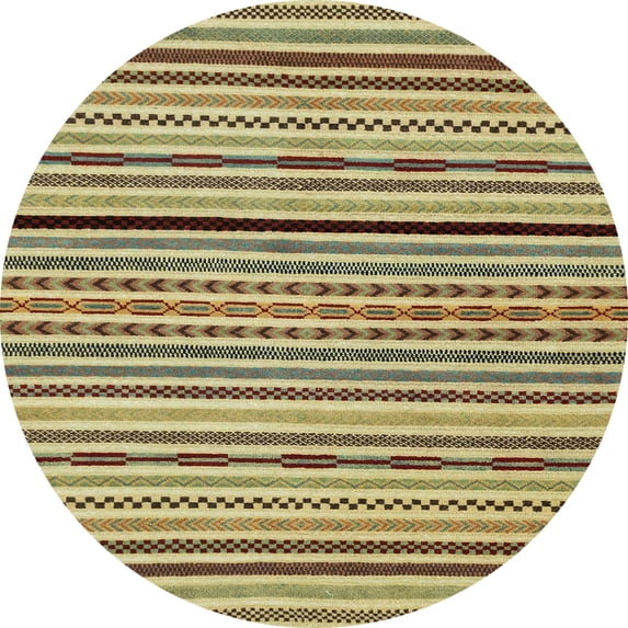 Ahgly Company Indoor Round Abstract Metallic Gold Abstract Area Rugs, 7' Round