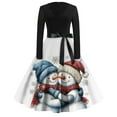 thumbnail image 2 of Women's Casual Fashion Print Long Sleeve V Neck Dress with Merry Christmas AI Design, Retro Party Casual Dress for Fall and Winter, Festive and Comfortable Wear,White,4XL, 2 of 4