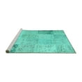thumbnail image 2 of Ahgly Company Machine Washable Indoor Rectangle Patchwork Turquoise Blue Transitional Area Rugs, 5' x 7', 2 of 4