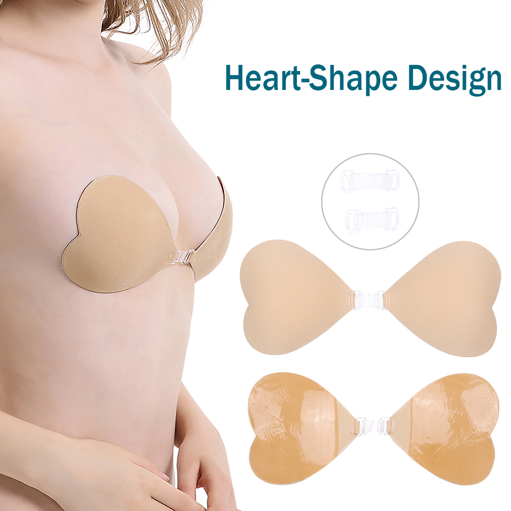 LELINTA Adhesive Bra Strapless Sticky Invisible Push up Silicone Bra for  Backless Dress, with Two Buckles 
