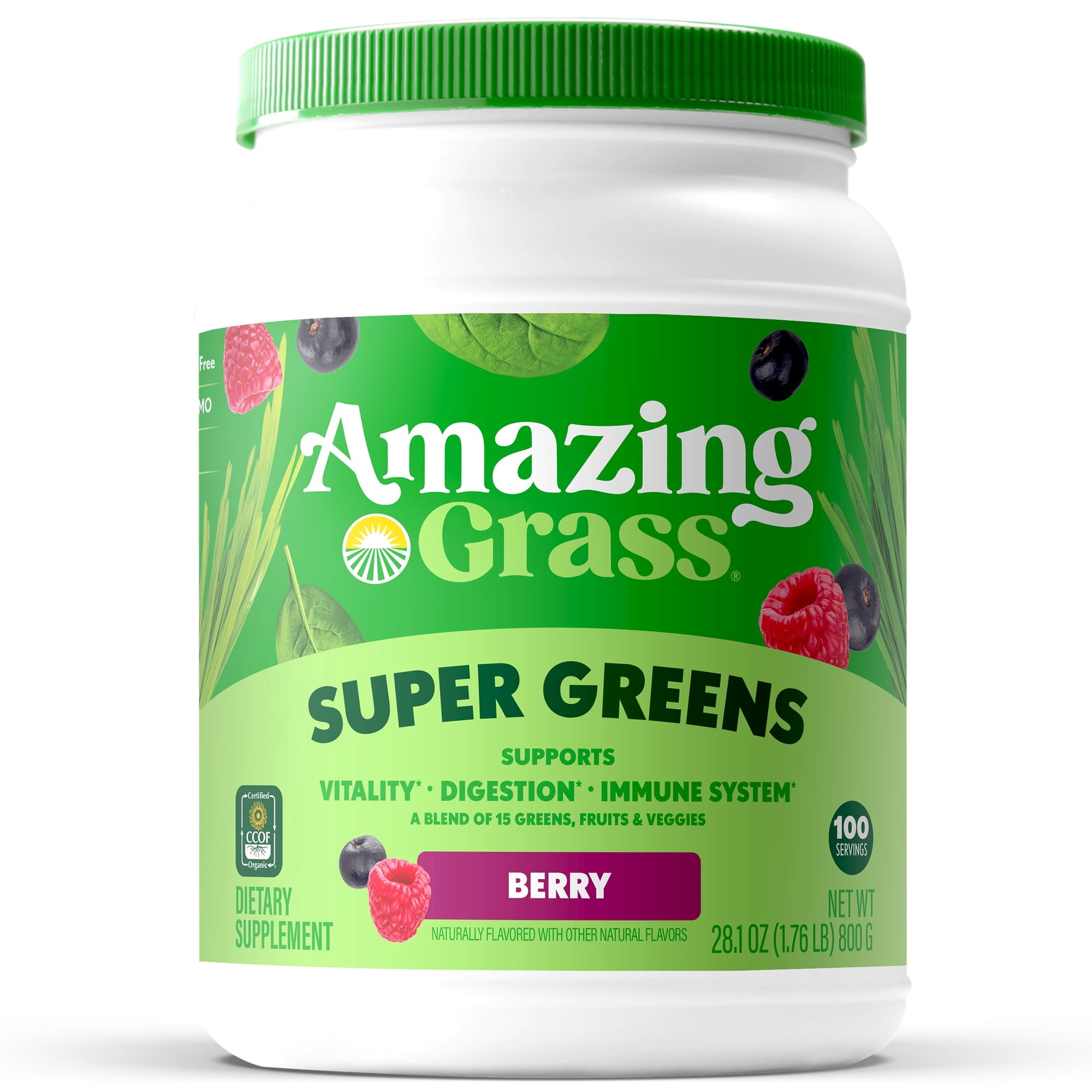 Amazing Grass Green Superfood Powder, Flavor: Berry, 28oz Bottle, 100 Servings