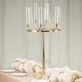thumbnail image 6 of Efavormart 40" Gold 9 Arm Round Cluster Taper Candelabra Table Centerpiece With Drip Accents, Metal Candlestick Holder Arrangement With Clear Glass Shades, 6 of 11