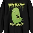 thumbnail image 2 of Pabst Blue Ribbon Halloween Ghost With Beer Can Crew Neck Long Sleeve Black Adult Sweatshirt-Medium, 2 of 3
