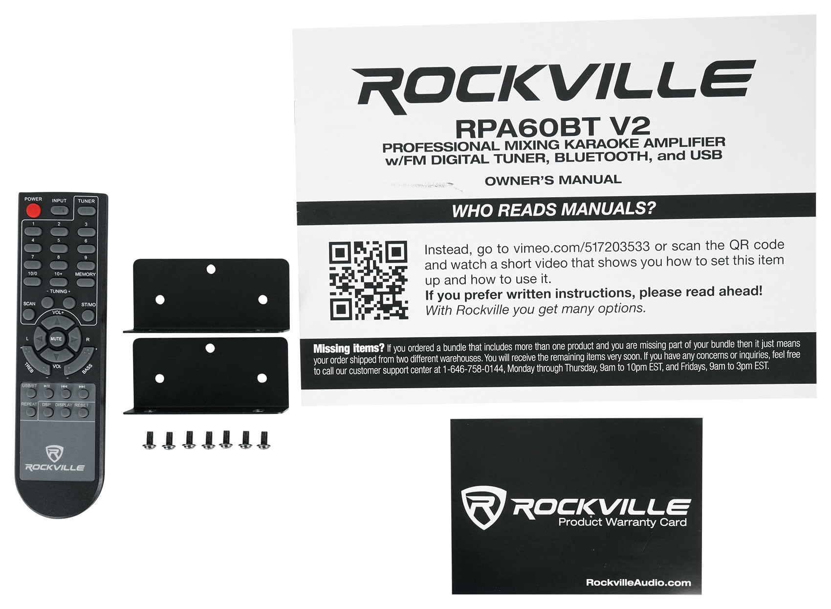 Rockville RPA60BT Bluetooth USB Receiver+(2) 6.5" Black Bookshelf Speakers + Rockville R14GSBR100 Red/Blk 14 Gauge 100' Ft. Mini Spool Car Audio Speaker Wire