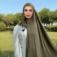 thumbnail image 2 of Bibifish Womens Dark Gray Hijab Scarf Soft Draping Long Head Wrap Comfortable Breathable ladies Headwear comfortable Muslim Head Scarf, 2 of 4