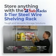 thumbnail image 2 of SafeRacks NSF Certified 5-Tier Steel Wire Shelving with Adjustable Shelves and Wheels - 3000 lb Capacity - 36" x 18" x 72", 2 of 10