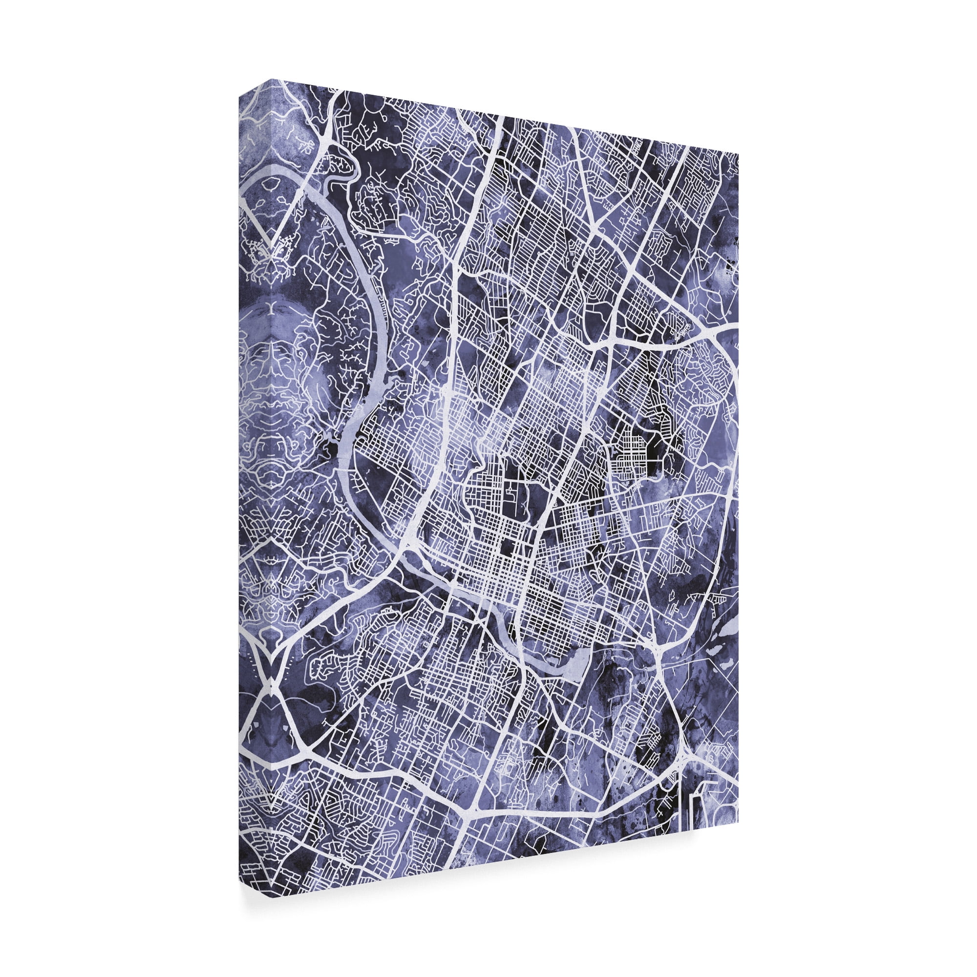 Trademark Fine Art 'Austin Texas City Map Blue' Canvas Art by Michael Tompsett