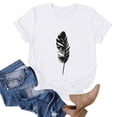 thumbnail image 3 of Ukumplol Graphic Tees for Women Oversized Tshirts for Women Womens Summer Top Casual Feather Print T Shirt Fashion Loose Short Sleeve Short Sleeve Shirts for Women White L, 3 of 4