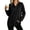 Black, variant on Check Print Knit Button-Front Shirt Casual Loose Sizing Long Sleeve Blouse Breathable Stretch Tunic for Fall Layering Versatile Daily Wear Top
