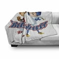 thumbnail image 3 of Sports Soft Flannel Fleece Throw Blanket, Baseball Player Boys Pitching Champions Winner Olympics Competition, Cozy Plush for Indoor and Outdoor Use, 50" x 60", Cobalt Blue White, by Ambesonne, 3 of 6