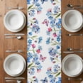 thumbnail image 6 of Blue Spring Floral Table Runner - 36 Inch Long, Kitchen Dining Table Runner Dresser Scarves, Pink Flowers Butterfly Pastoral Farmhouse Decor for Coffee Tables Wedding Party Banquet, 6 of 8