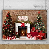 Fwttom Christmas Tapestry Wall Hanging - Aesthetic Christmas Tree Scene Xmas Decorations Wall Tapestry for Bedroom, Living Room, Dorm, Cute Bedroom Decor,
