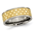 thumbnail image 1 of Mens Titanium 8mm Yellow Plated Checkered Wedding Band Ring, 1 of 4