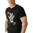 thumbnail image 3 of T-Shirts for Men, Space Dog Crew Neck Cotton T-Shirt Men's Short Sleeve, 3 of 8