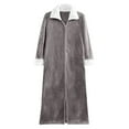 thumbnail image 4 of PMVFHDE Womens Autumn Winter Solid Color Plus Size Loose Full Zipper Pajamas Thick Warm Couples Sleepwear Womens Robes Light Gray，XXXL, 4 of 5