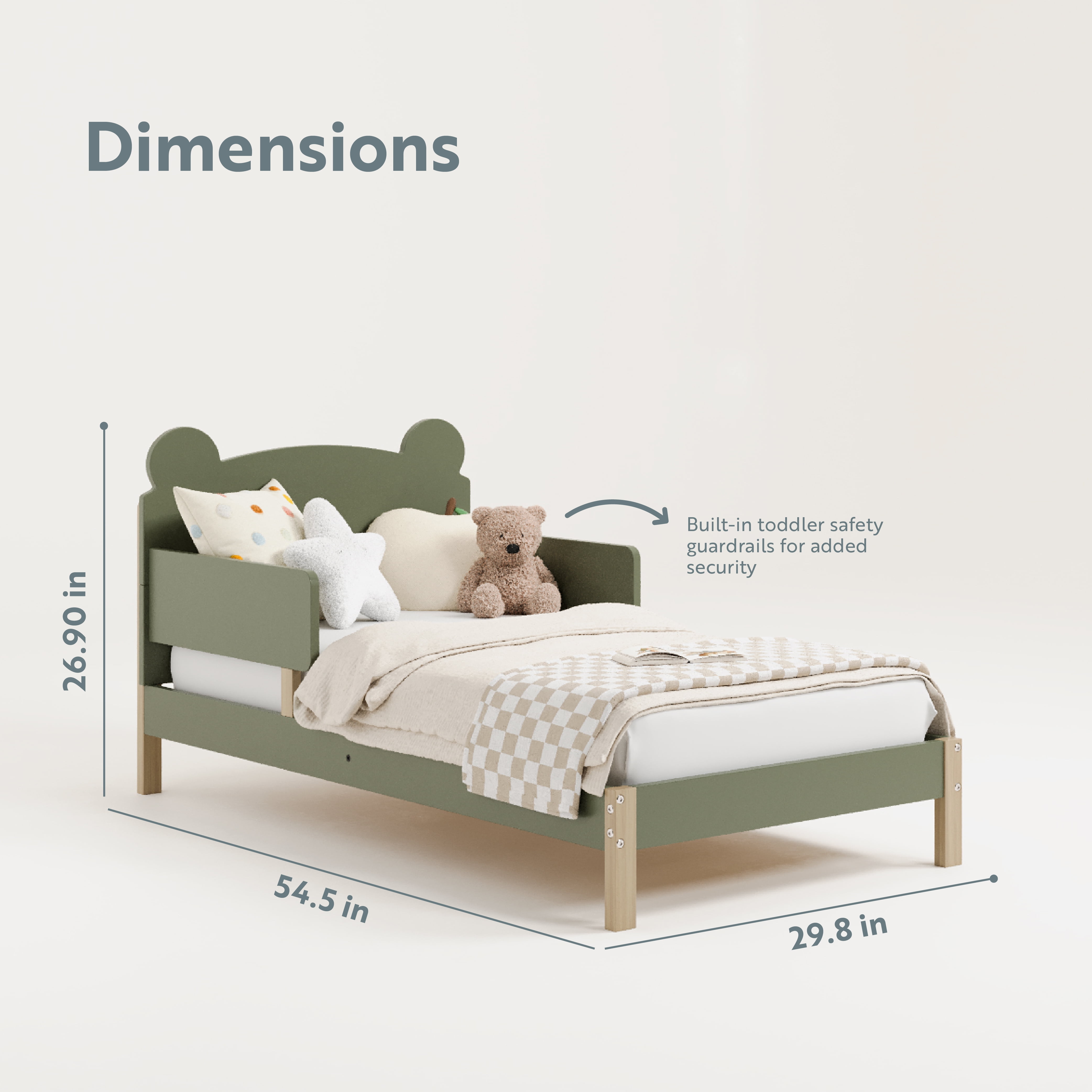 Storkcraft Teddy Bear Toddler Bed, Olive with Driftwood