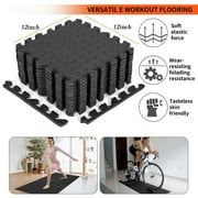 SAYFUT 12 PCS Walnut Woodgrain Fitness Mat with Interlocking Foam Tiles for Gym Flooring Excellent for Pilates, Yoga, Aerobic Cardio Work Outs and Kids Playrooms, 1/2 In Thick 12 Sq Ft