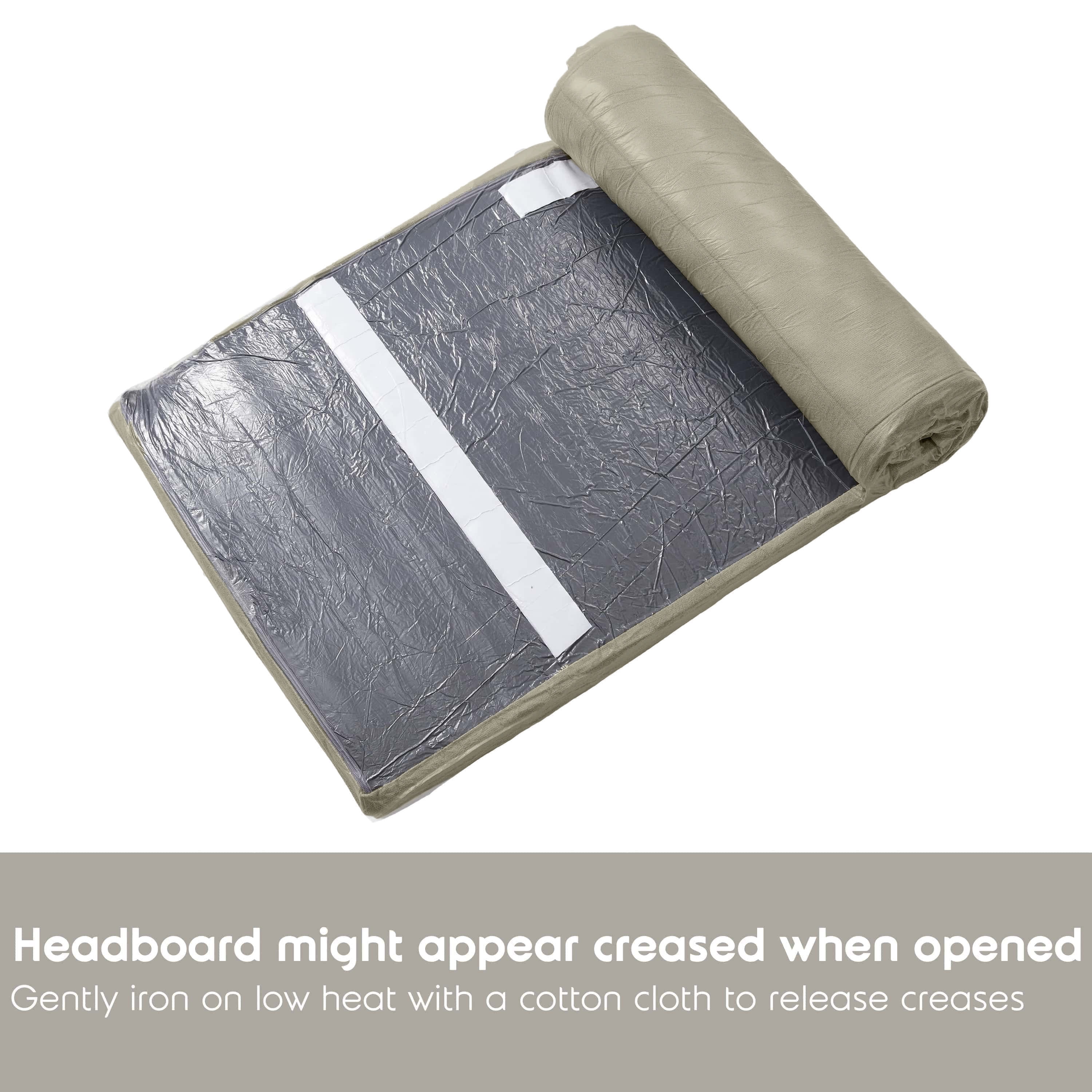 Virtu Upholstered Twin Headboard No Tools Required Peel and Stick Bed Headboard Only, Olive Green