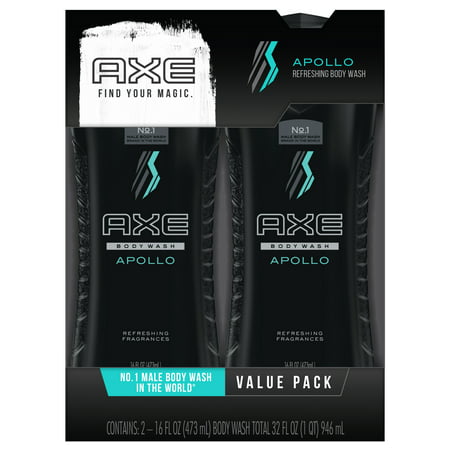 AXE Apollo Body Wash for Men, 16 oz, Twin Pack (Best Anti Itch Body Wash)