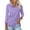 #1 Purple, variant on Women's V Neck 3/4 Sleeve T Shirt Solid Color Casual Basic Tops Purple Half Zipped Autumn Tees Size XL