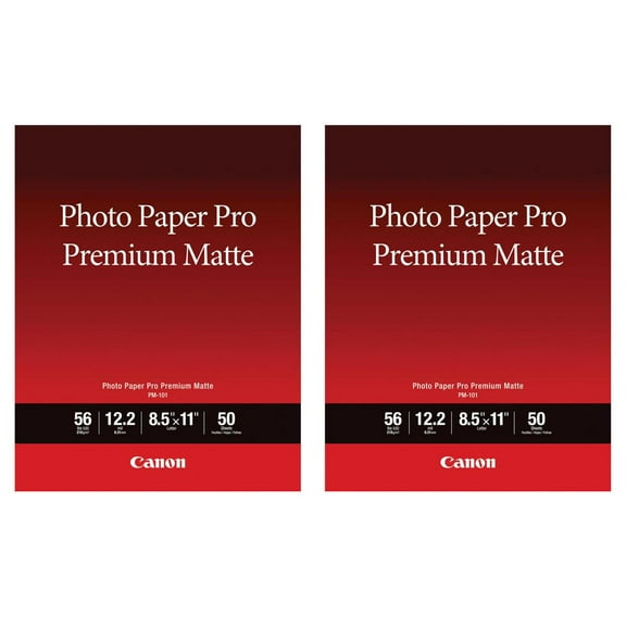 Canon 2 Pack Pro Premium Matte PM-101 Photo Paper, 8.5x11", 50 Sheets