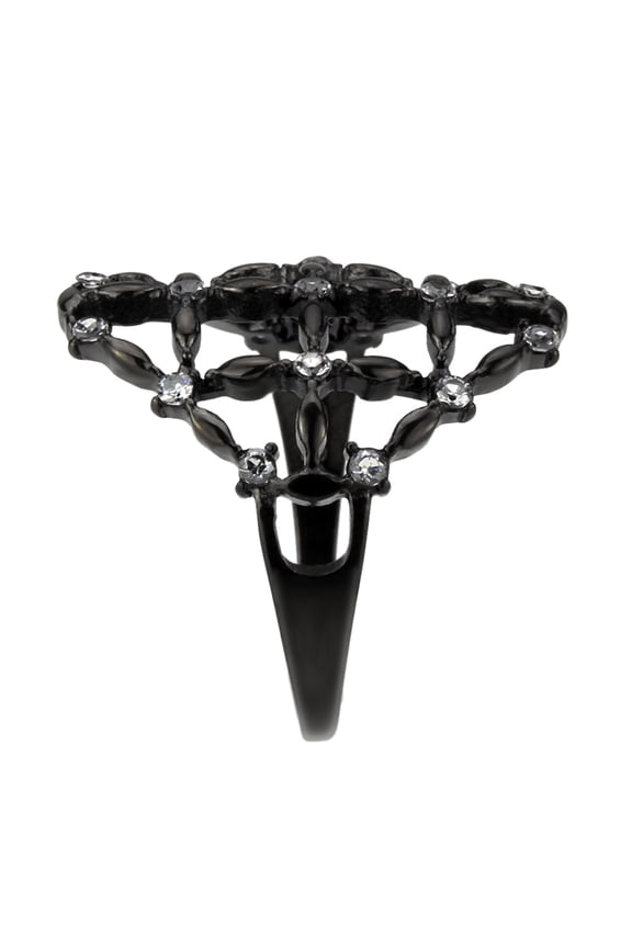 TK3749 IP Black Stainless Steel Ring with AAA Grade CZ in Clear