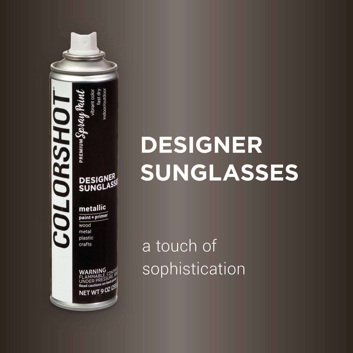 COLORSHOT Metallic Spray Paint, Designer Sunglasses (Oil Rubbed Bronze) 9 oz. 4 Pack, Fast-Drying Acrylic Paint, Indoor & Outdoor Use