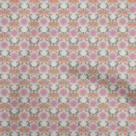 oneOone Cotton Jersey Dusty Gray Fabric Asian Suzani Sewing Craft Projects Fabric Prints By Yard 58 Inch Wide
