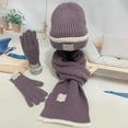 thumbnail image 4 of BRICH Winter Beanie Hat Scarf Gloves Set Long Scarf Neck Warm Knit Hat Warmer Winter Gloves Sets for Men Women Purple One Size, 4 of 5