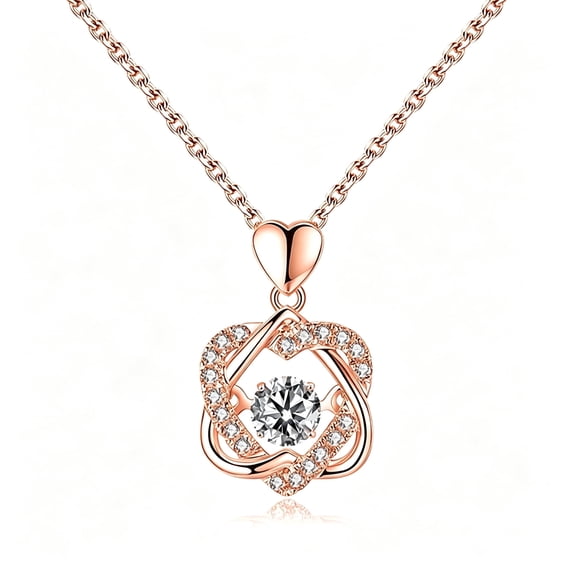 Cherishthese, Rose Gold Double Heart Necklace,  Chain Length 19.69 in. Double Heart Pattern, Symbolizing Romantic Love.Suitable for Giving to Wives and Partners