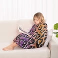 thumbnail image 4 of Purple and Orange Of Leopard Print Blanket Hoodies for Kids 6-13YR Oversize Wearable Blanket Hoodies for Boys Girls Teens, 4 of 7
