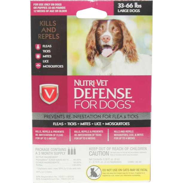 Nutri-Vet K9 Flea & Tick Defense for Dogs Kills & Repels 33-66Lbs