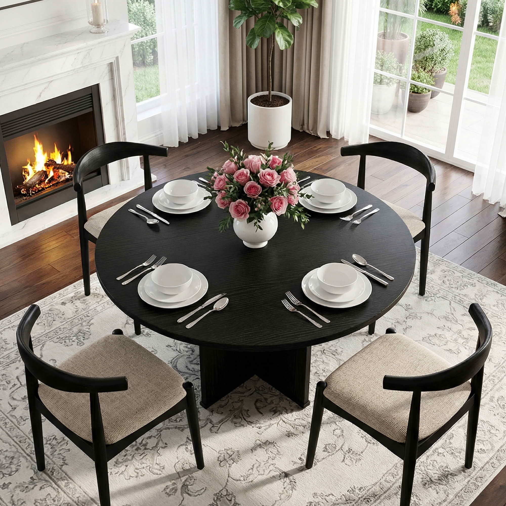 Dovelina 39" Round Dining Table for 4, Modern Kitchen Table, Small Space for Apartment, Dining Nook, Small Kitchen