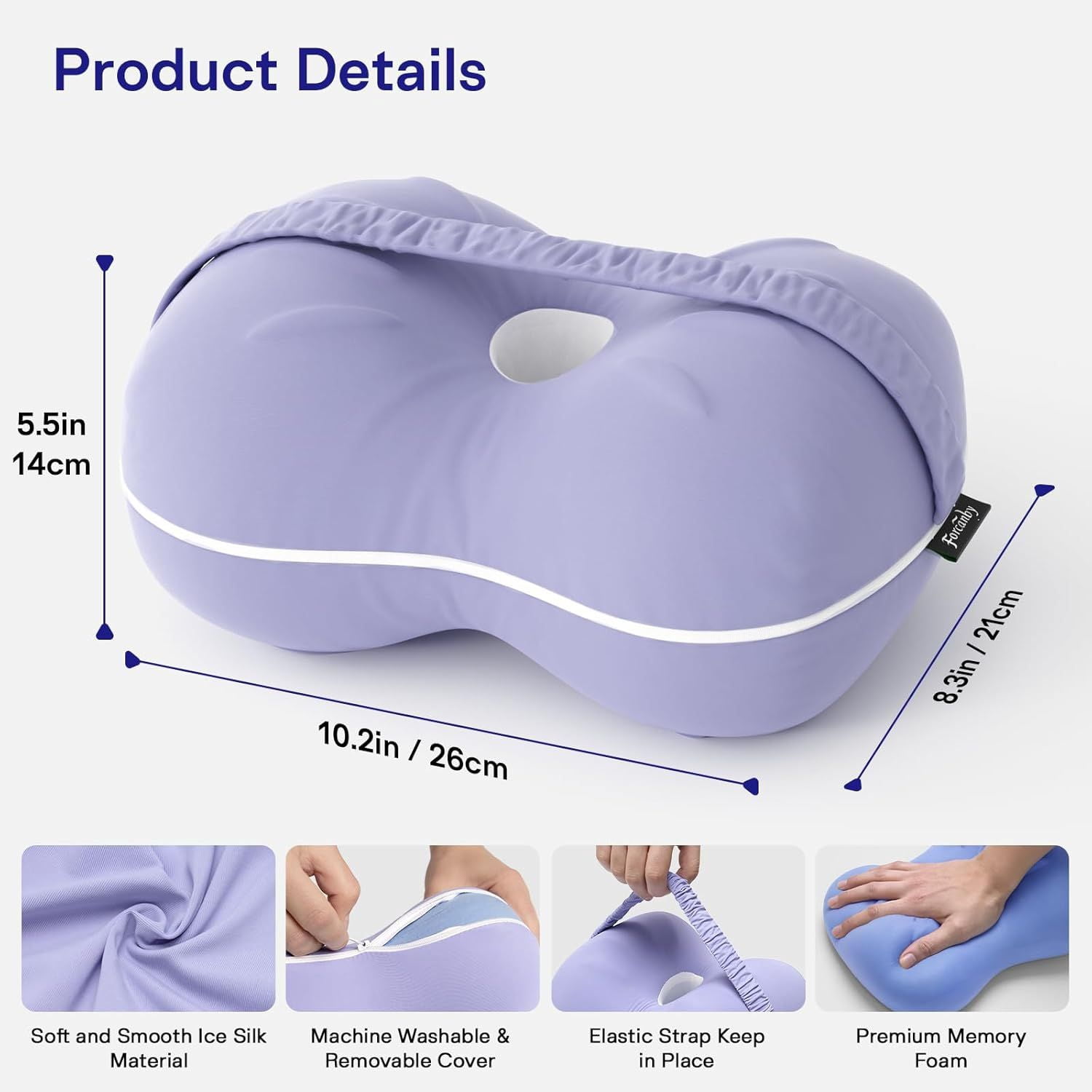 Memory Foam Knee Pillow for Side Sleepers Spine Alignment Pillow for Back Hip Pain Sciatica Relief, Pregnancy & Surgery Recovery