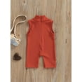 thumbnail image 4 of Gureui Toddler Infant Baby Girls Summer Romper, Casual Solid Color High Neck Sleeveless Short Jumpsuit One-Piece Clothes, 4 of 9
