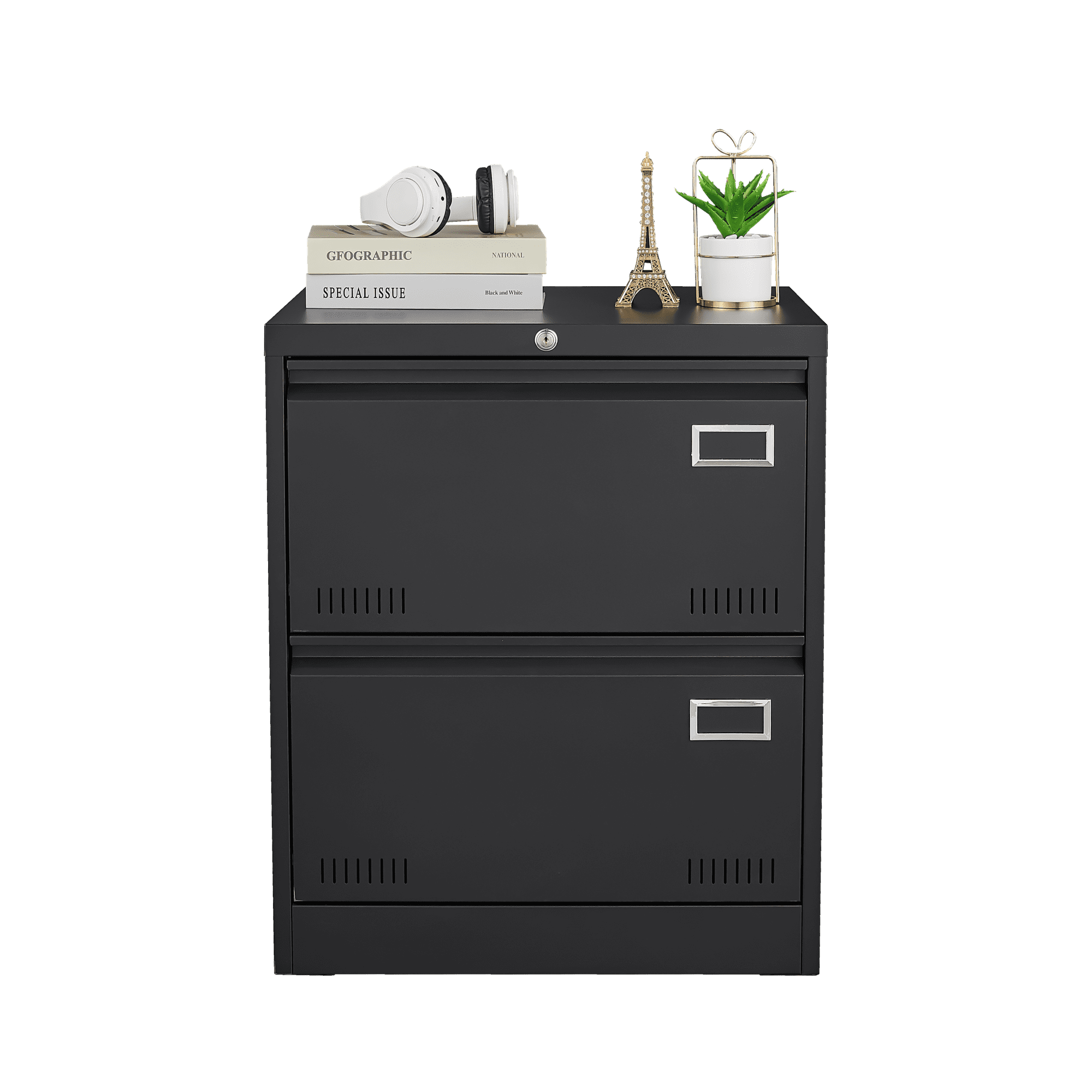 Leumius 2-Drawer File Cabinet with Lock,15.7" Deep Metal Lateral Vertical Filing Cabinet for Home Office,Fits Legal/Letter/A4,Easy Assembly,Black