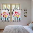 thumbnail image 3 of Spring Easter Kitchen Curtains 45 Inch Length, Colorful Flowers Tulips Bunny Lattice Tiers Curtains for Bathroom Bedroom Cafe, Light Filtering Small Window Treatment Short Drapes 2 Panels 42"Wx45"L, 3 of 8
