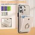 thumbnail image 2 of For iPhone 16 Pro Wallet Case, Multiple Cards Holder Crossbody Shoulder Strap Ring Holder Kickstand Premium PU Leather Shockproof Lightweight Phone Case for Apple iPhone 16 Pro, Beige, 2 of 9