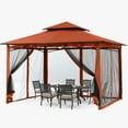 thumbnail image 6 of ABCCANOPY 11'x11' Patio Gazebo With Mosquito Netting and Double Soft Roof Canopies for Shade and Rain,Rust Red, 6 of 8
