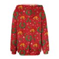 thumbnail image 5 of Women's Fashionable Casual Zippered Hooded Sweatshirt Jacket with Christmas Print and Drawstring, Furry Plush for Winter,Wine,M, 5 of 6