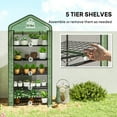 thumbnail image 4 of Outsunny 5 Tier Mini Greenhouse with Reinforced PE Cover, Small Portable Greenhouse with Roll-Up Zippered Door, Green, 4 of 9
