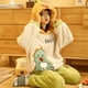 thumbnail image 2 of Pijama de mujer de invierno de franela gruesa con capucha de dibujos animados coreanos, ropa de casa de felpa cálida que se puede usar al aire libre, 2 of 6