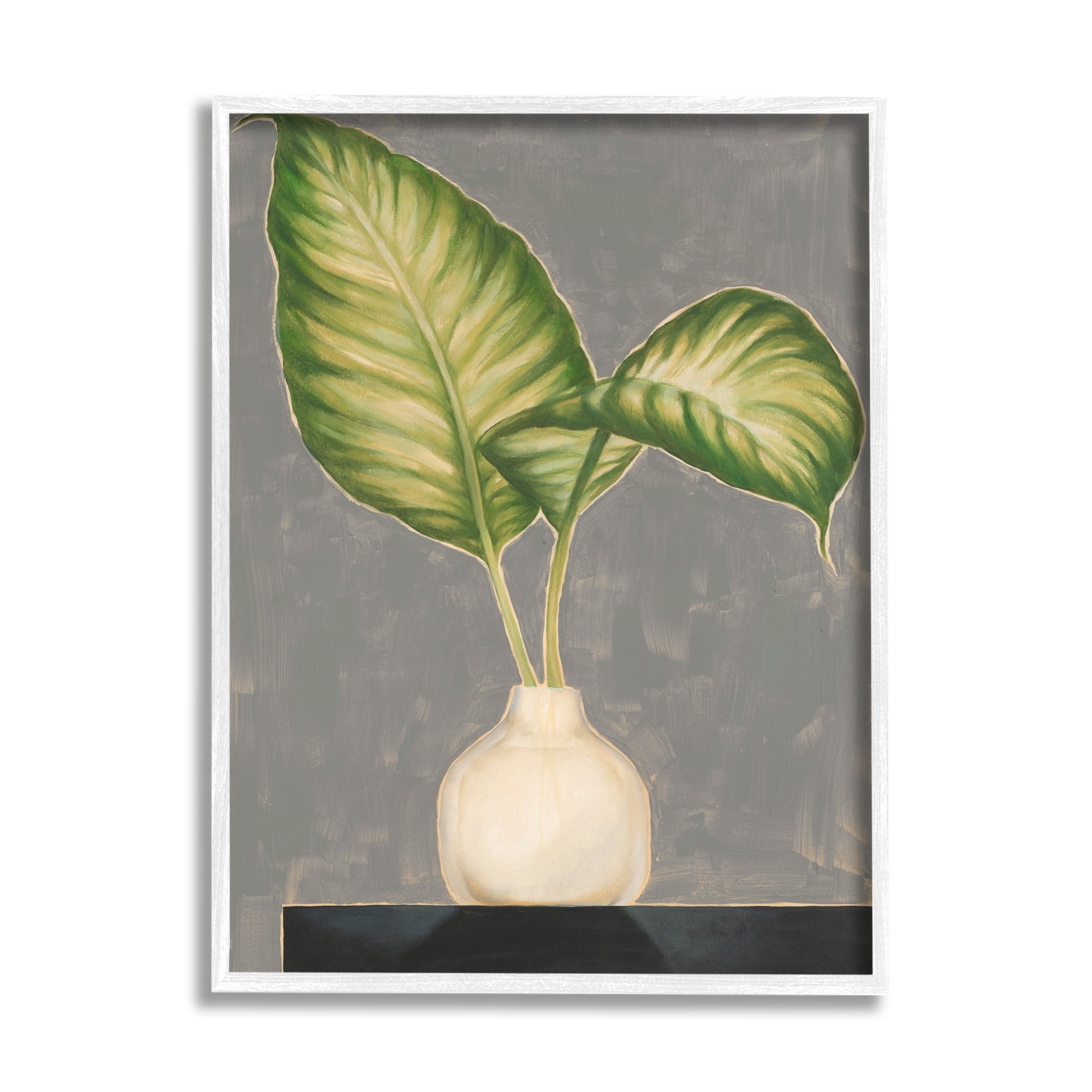 Stupell Industries Bending Tropical Plant Leaves White Jar Contemporary Painting, 11 x 14, Design by Jennifer Goldberger&nbsp;