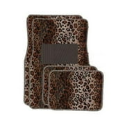 Tan Leopard Carpet 4 Piece Car Truck SUV Floor Mats